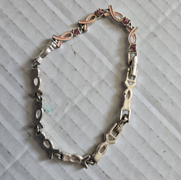 Avon Breast Cancer Crusade Tennis Bracelet Light Pink Rhinestone - Picture 1 of 10